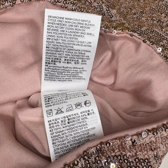 H&M Sequin Crew Neck Top Womens Size XSmall Pink Short Sleeves Cocktail Party - Picture 6 of 8